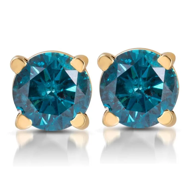 Celebrate With Sparkle – Jewelry Sale Now Live 1/3ct Blue Diamond Studs 14 Karat Yellow Gold