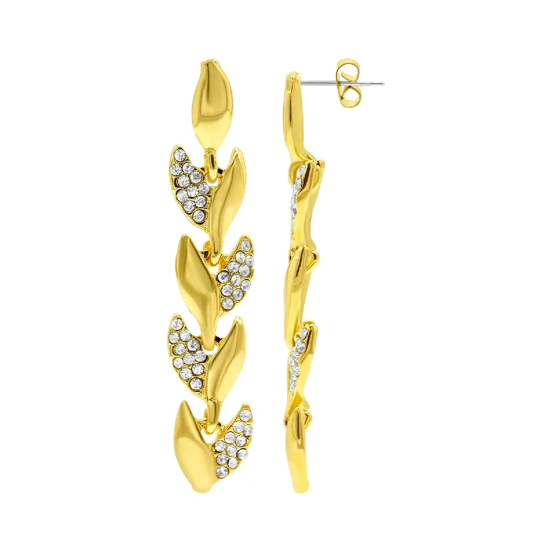 Seasonal Jewelry Deals – Elevate Your Style 14K Gold Plated Crystal Leaf Earrings