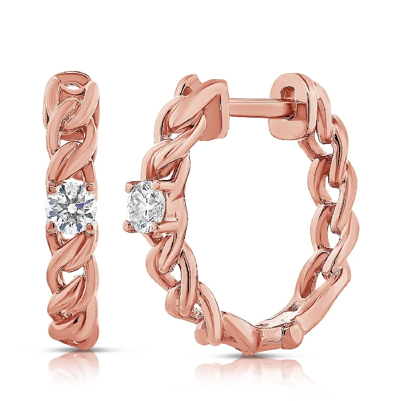 Handcrafted Beauty At Affordable Prices 14k RG 1.98GR HUGGIE EARRINGS 2 ROUND DIAMONDS 0.12 Handcrafted Beauty At Affordable Prices 14k RG 1.98GR HUGGIE EARRINGS 2 ROUND DIAMONDS 0.12