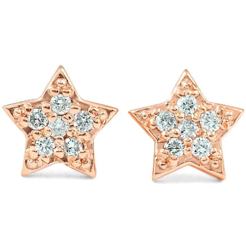 Your Perfect Accessory Now At The Best Price 14K Rose Gold Diamond Pave Petite Star Studs Dainty High Polished 6.5MM Your Perfect Accessory Now At The Best Price 14K Rose Gold Diamond Pave Petite Star Studs Dainty High Polished 6.5MM