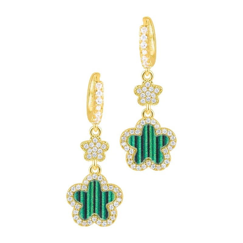 Grab Your Favorite Jewelry At The Lowest Prices 14k Yellow Gold Plated Green CZ Clover Earrings Grab Your Favorite Jewelry At The Lowest Prices 14k Yellow Gold Plated Green CZ Clover Earrings