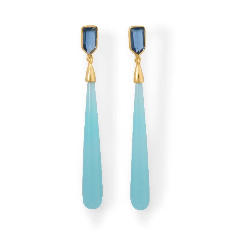 Shop High-Quality Jewelry At Jaw-Dropping Discounts 18k Blue Quartz & Blue Chalcedony Drop Earrings Shop High-Quality Jewelry At Jaw-Dropping Discounts 18k Blue Quartz & Blue Chalcedony Drop Earrings