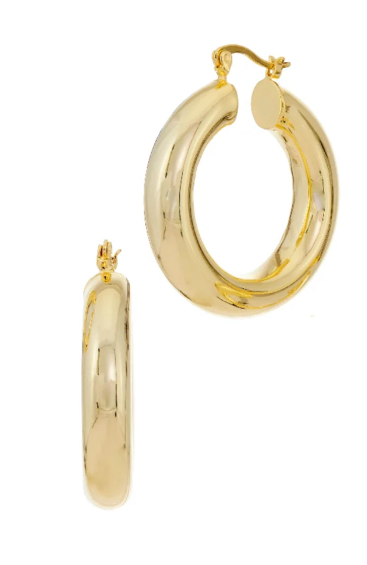Trending Jewelry Styles Now At Limited-Time Discounts 18K GOLD PLATED 35mm STERLING SILVER HOOP EARRING