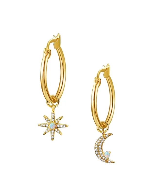 Elevate Your Outfit With Discounted Statement Jewelry 18k Gold Star And Moon Drop Hoop Earrings Elevate Your Outfit With Discounted Statement Jewelry 18k Gold Star And Moon Drop Hoop Earrings