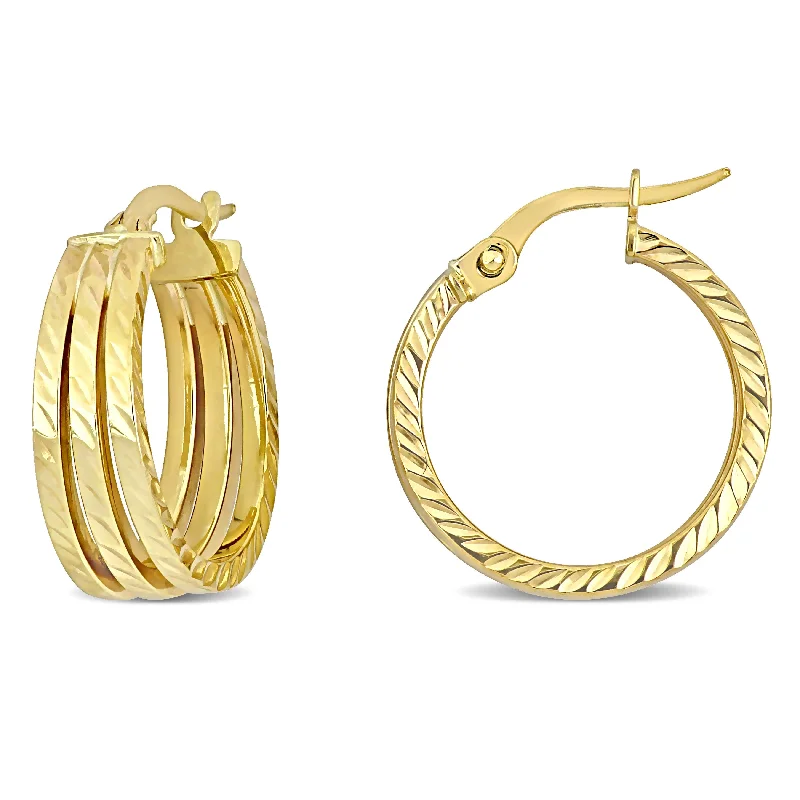 The Biggest Jewelry Sale Of The Year Is Here 19 MM Triple Row Textured Hoop Earrings in 14K Yellow Gold The Biggest Jewelry Sale Of The Year Is Here 19 MM Triple Row Textured Hoop Earrings in 14K Yellow Gold