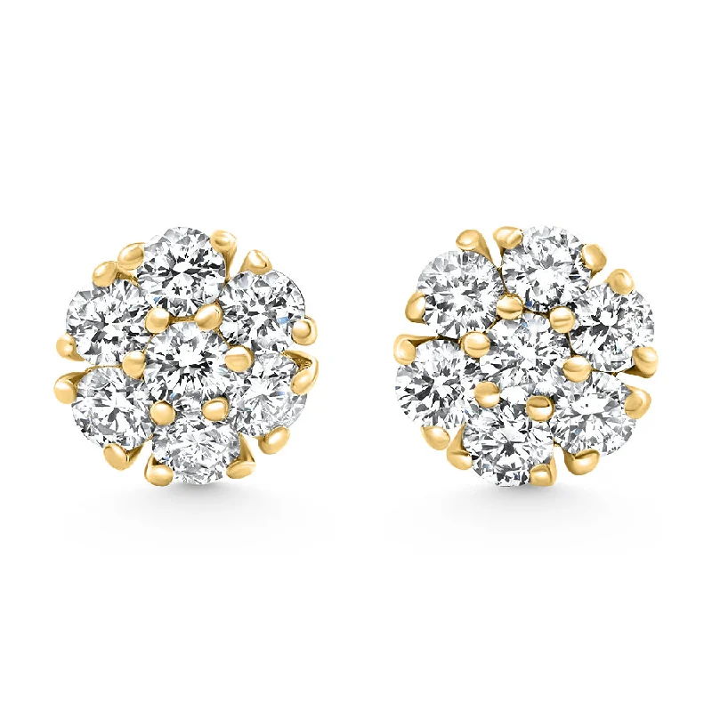 Affordable Glamour – Premium Jewelry At Special Prices 1Ct Diamond Cluster Pave Studs Screwback Earrings 14k Gold Lab Grown