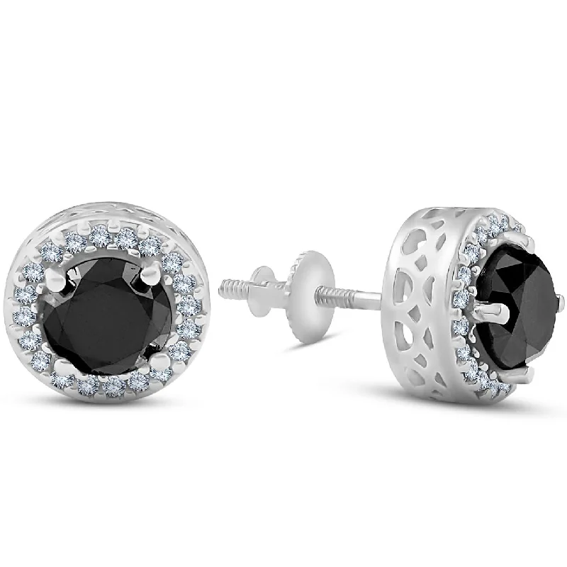 Personalized Jewelry Sale – Meaningful Gifts At Great Prices 2 1/5 ct Black Diamond Screw Back Halo Studs 14K White Gold Personalized Jewelry Sale – Meaningful Gifts At Great Prices 2 1/5 ct Black Diamond Screw Back Halo Studs 14K White Gold