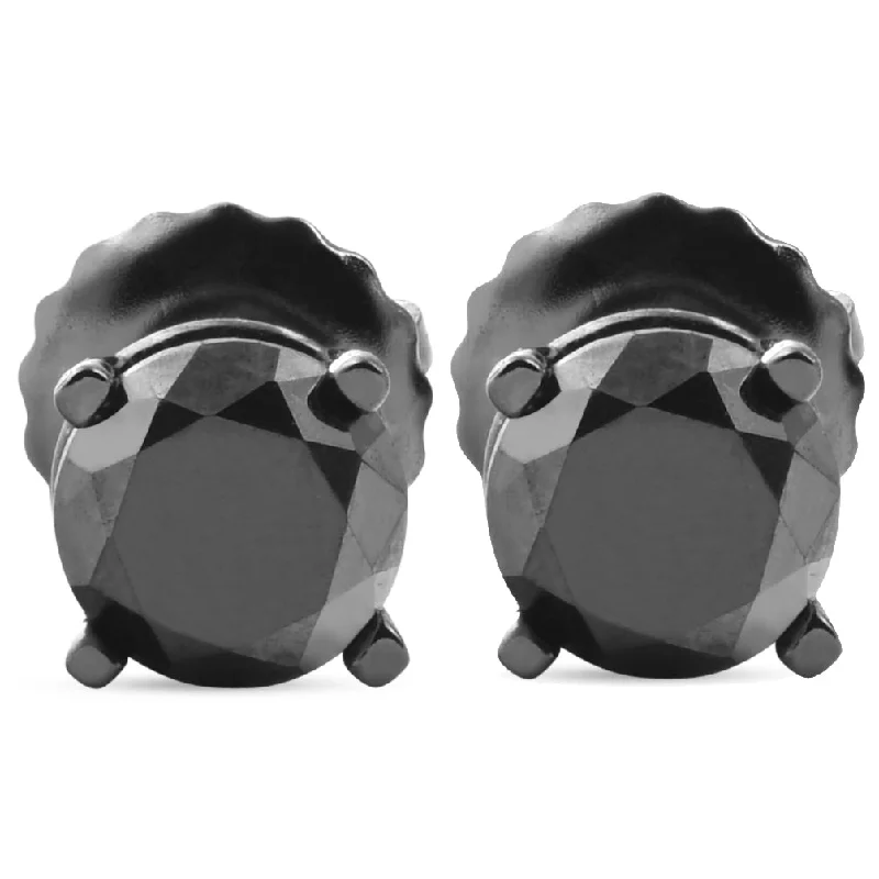 High-Quality Gemstone Jewelry For Special Occasions 2 TCW 14k Black Gold Round Black Diamond Screw Back Studs Earrings High-Quality Gemstone Jewelry For Special Occasions 2 TCW 14k Black Gold Round Black Diamond Screw Back Studs Earrings