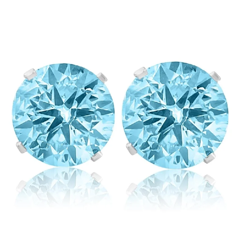 Get Your Favorite Jewelry At The Best Price 2ct Blue Moissanite Studs 14K White Gold Earrings
