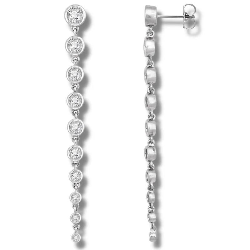 Trendy Minimalist Jewelry For Everyday Wear 2Ct Lab Grown Diamond Dangle Earrings Women Studs 14K White Gold 1 1/2" Tall Trendy Minimalist Jewelry For Everyday Wear 2Ct Lab Grown Diamond Dangle Earrings Women Studs 14K White Gold 1 1/2" Tall
