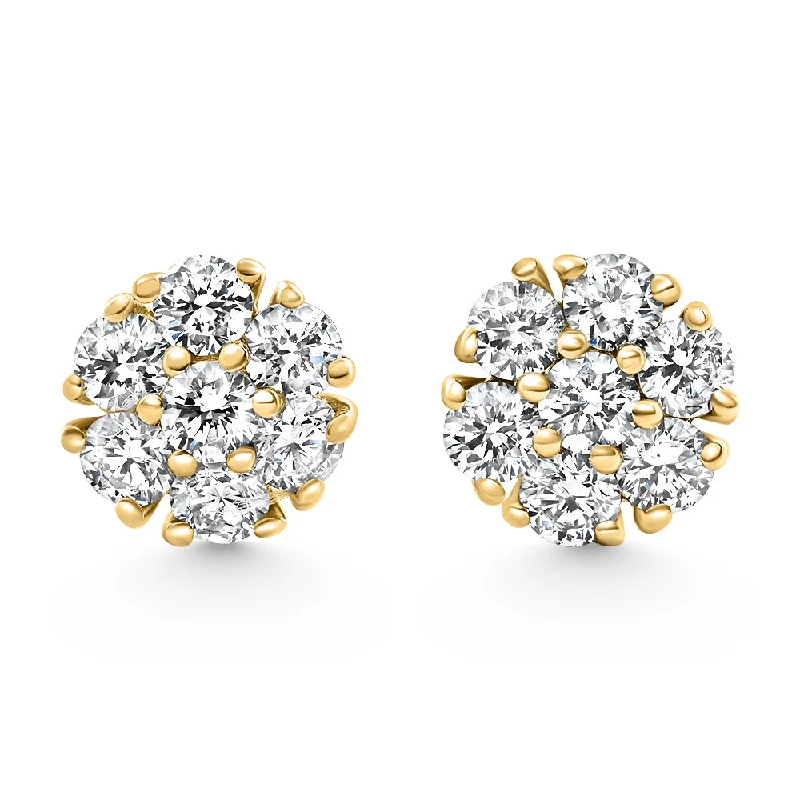 Exclusive Jewelry Sale – Sparkle For Less 3/4Ct Diamond Cluster 7-Stone Pave Studs Screwback Earrings 14k Gold Lab Grown