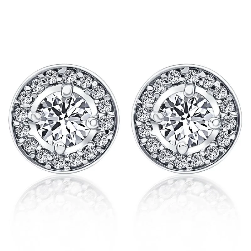 Huge Markdowns On Premium Jewelry Styles 5/8ct Halo Diamond Studs 14K White Gold