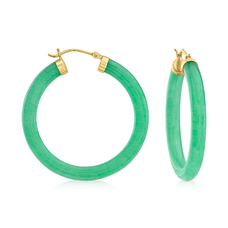Must-Have Jewelry Pieces At Reduced Prices Canaria Canara Jade Hoop Earrings in 10kt Yellow Gold Must-Have Jewelry Pieces At Reduced Prices Canaria Canara Jade Hoop Earrings in 10kt Yellow Gold