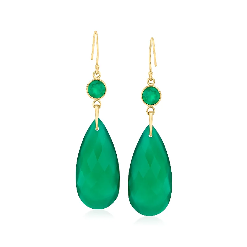 Premium Diamond Jewelry At Once-In-A-Lifetime Discounts Canaria Green Chalcedony Teardrop Earrings in 10kt Yellow Gold Premium Diamond Jewelry At Once-In-A-Lifetime Discounts Canaria Green Chalcedony Teardrop Earrings in 10kt Yellow Gold