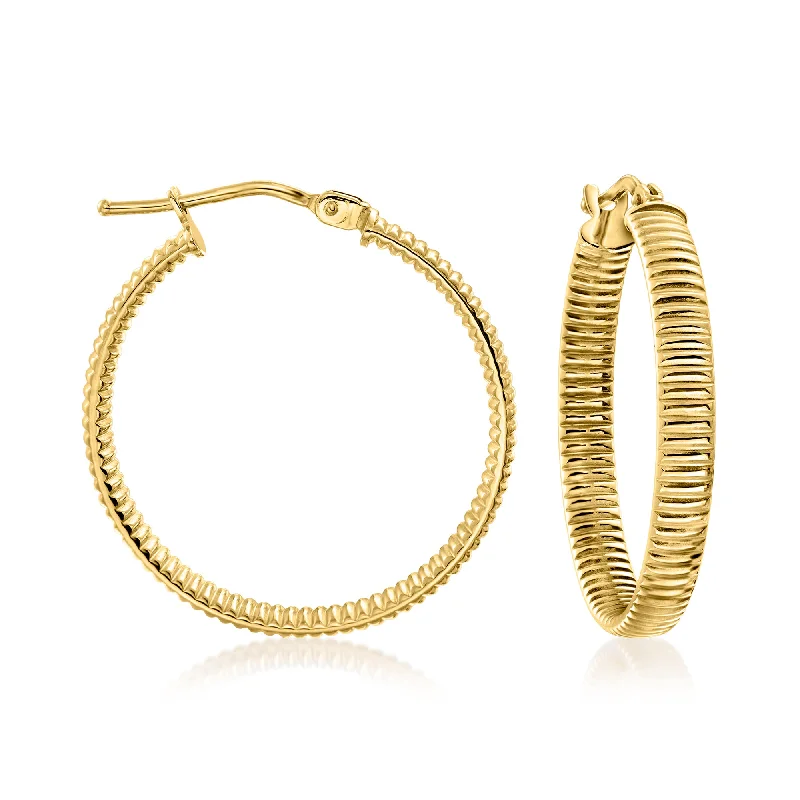 Fine Jewelry, Limited-Time Offers Available Canaria Italian 10kt Yellow Gold Ribbed Hoop Earrings Fine Jewelry, Limited-Time Offers Available Canaria Italian 10kt Yellow Gold Ribbed Hoop Earrings