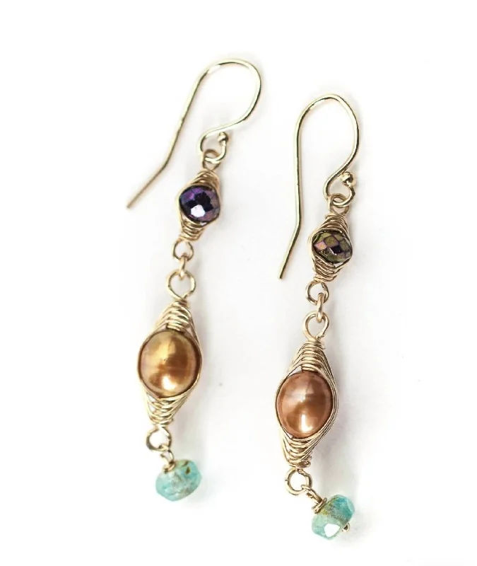 Unmissable Discounts On Timeless Jewelry Pieces Carnival Pearl Herringbone Earing In Gold/multi Unmissable Discounts On Timeless Jewelry Pieces Carnival Pearl Herringbone Earing In Gold/multi