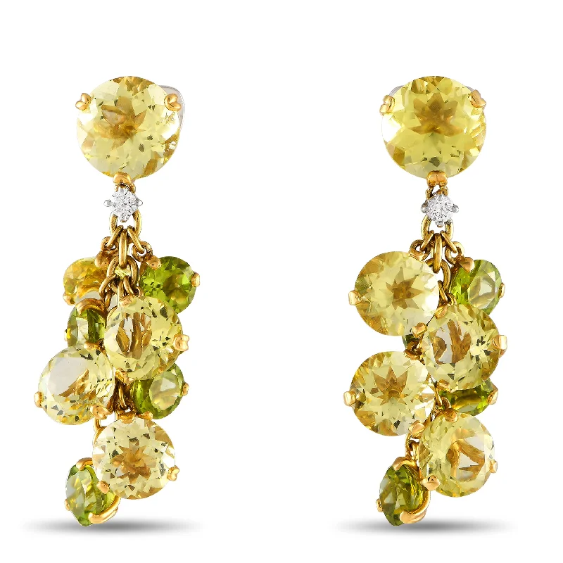 Limited-Time Offer On Elegant Jewelry Pieces Casato 18K Yellow Gold 0.10ct Diamond, Quartz, and Prasiolite Earrings 200469 Limited-Time Offer On Elegant Jewelry Pieces Casato 18K Yellow Gold 0.10ct Diamond, Quartz, and Prasiolite Earrings 200469
