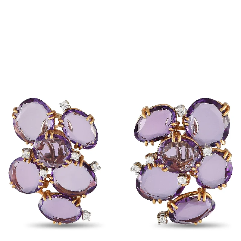 Luxury Jewelry At Unbeatable Discounts Casato 18K Yellow Gold 0.36ct Diamond and Amethyst Earrings 200532 Luxury Jewelry At Unbeatable Discounts Casato 18K Yellow Gold 0.36ct Diamond and Amethyst Earrings 200532