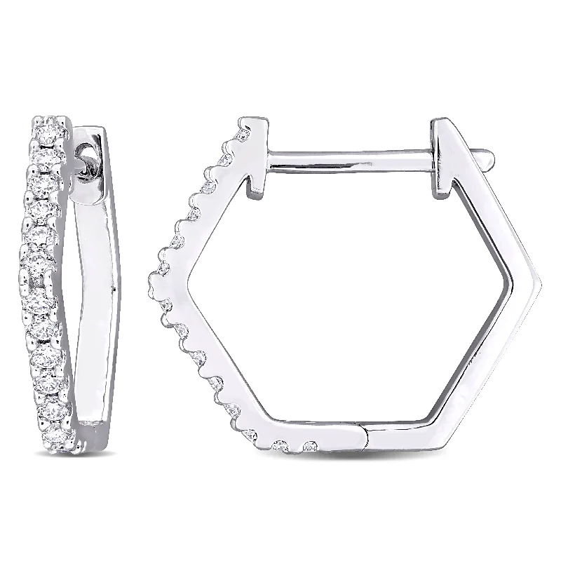High-Quality Jewelry At A Fraction Of The Cost Eternally Yours 1/3ct DEW Created Moissanite Pentagon Hoop Earrings in Sterling Silver High-Quality Jewelry At A Fraction Of The Cost Eternally Yours 1/3ct DEW Created Moissanite Pentagon Hoop Earrings in Sterling Silver
