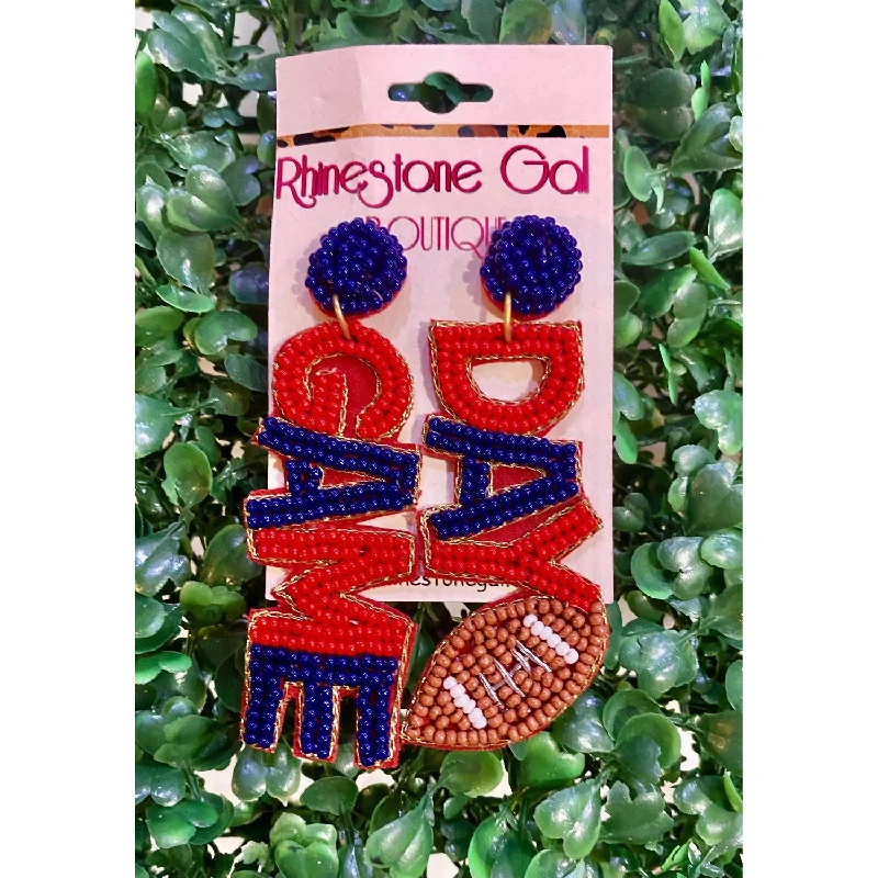 Get Ready To Sparkle – Special Jewelry Discounts Game Day Seed Bead Football Earrings In Red/blue Get Ready To Sparkle – Special Jewelry Discounts Game Day Seed Bead Football Earrings In Red/blue