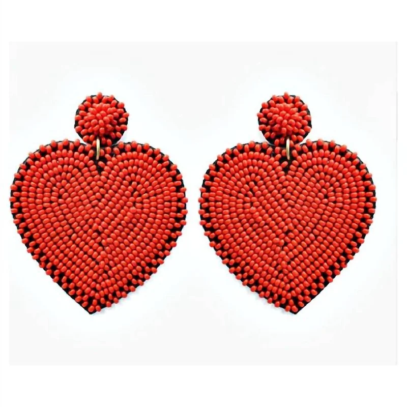 Flash Deals On Fine Jewelry – Shop Before It's Gone Heart Seed Bead Earrings In Red