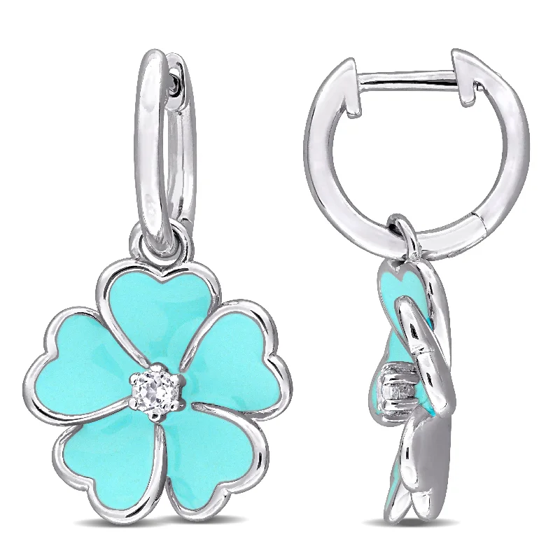 Jewelry Clearance Sale – Final Reductions Mimi & Max 1/6ct TGW White Topaz Light Blue Enamel Plated Flower Hoop Earrings Sterling Silver Jewelry Clearance Sale – Final Reductions Mimi & Max 1/6ct TGW White Topaz Light Blue Enamel Plated Flower Hoop Earrings Sterling Silver