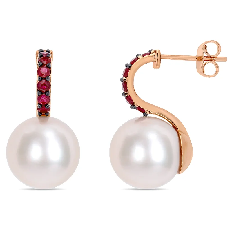 Everyday Jewelry Essentials Now On Sale Mimi & Max 11-12mm Cultured Freshwater Pearl and 1/2ct TGW Ruby Drop Earrings in 10k Rose Gold Everyday Jewelry Essentials Now On Sale Mimi & Max 11-12mm Cultured Freshwater Pearl and 1/2ct TGW Ruby Drop Earrings in 10k Rose Gold