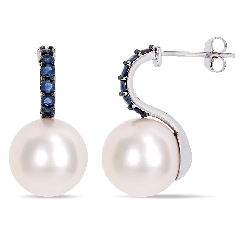 Dainty And Elegant Jewelry Now At Reduced Prices Mimi & Max 11-12mm Cultured Freshwater Pearl and 5/8ct TGW Sapphire Drop Earrings in 10k White Gold Dainty And Elegant Jewelry Now At Reduced Prices Mimi & Max 11-12mm Cultured Freshwater Pearl and 5/8ct TGW Sapphire Drop Earrings in 10k White Gold