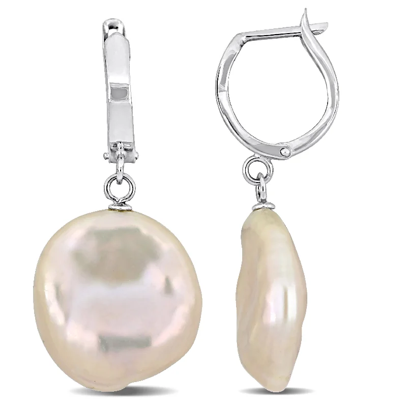 Stunning Jewelry Pieces At The Lowest Prices Ever Mimi & Max 16.5-17mm Cultured Freshwater Pink Coin Pearl Hoop Earrings in 14k White Gold Stunning Jewelry Pieces At The Lowest Prices Ever Mimi & Max 16.5-17mm Cultured Freshwater Pink Coin Pearl Hoop Earrings in 14k White Gold