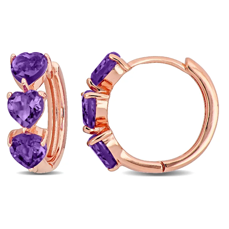 Special Sale On Handcrafted Jewelry – Shop Today Mimi & Max 2 3/8ct TGW Amethyst Triple Heart Hoop Earrings in Rose Plated Sterling Silver Special Sale On Handcrafted Jewelry – Shop Today Mimi & Max 2 3/8ct TGW Amethyst Triple Heart Hoop Earrings in Rose Plated Sterling Silver