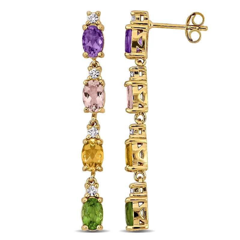 The Perfect Jewelry Piece At The Perfect Price Mimi & Max 4 1/10ct TGW Amethyst Citrine Morganite Peridot White Topaz Drop Earrings Yellow Silver The Perfect Jewelry Piece At The Perfect Price Mimi & Max 4 1/10ct TGW Amethyst Citrine Morganite Peridot White Topaz Drop Earrings Yellow Silver