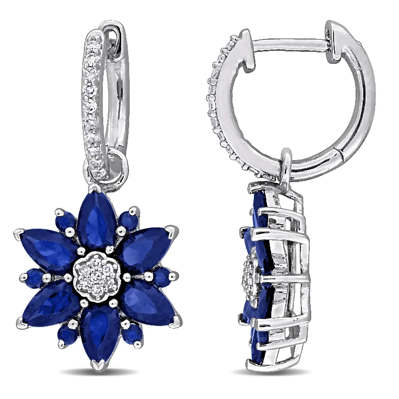 Timeless Jewelry At Special Discount Rates Mimi & Max 4 2/5ct TGW Created Blue Sapphire 1/6ct TW Diamond Flower Earrings Sterling Silver Timeless Jewelry At Special Discount Rates Mimi & Max 4 2/5ct TGW Created Blue Sapphire 1/6ct TW Diamond Flower Earrings Sterling Silver