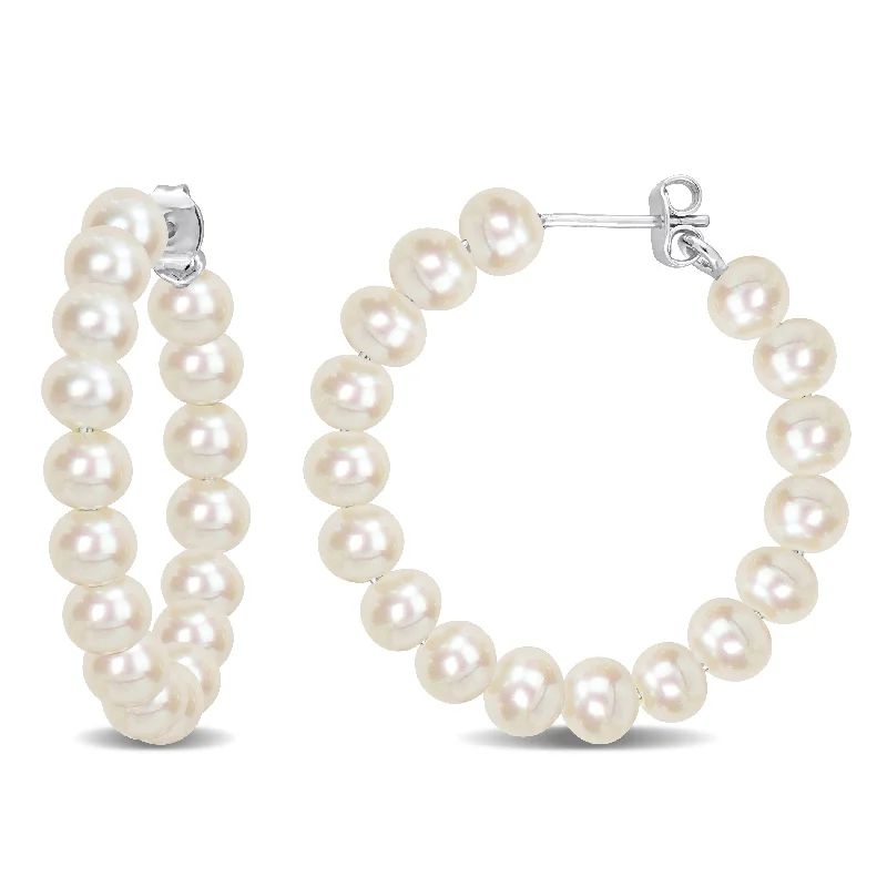 Unmissable Deals On Handmade Jewelry Collections Mimi & Max 5-5.5mm Cultured Freshwater Pearl Hoop Earrings in Sterling Silver Unmissable Deals On Handmade Jewelry Collections Mimi & Max 5-5.5mm Cultured Freshwater Pearl Hoop Earrings in Sterling Silver
