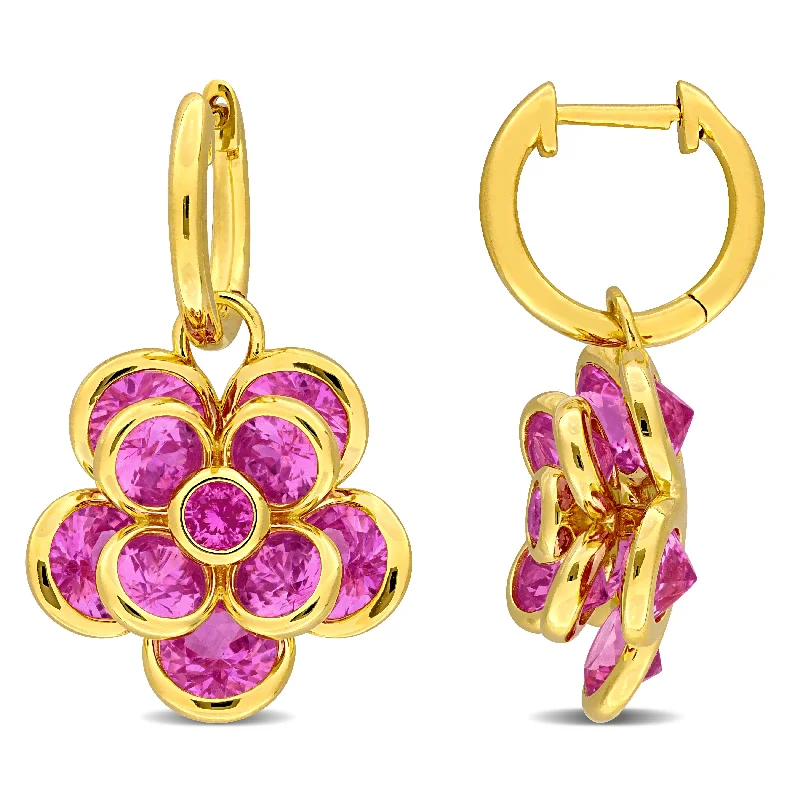 Buy More, Save More – Special Jewelry Discounts Mimi & Max 7 1/2ct TGW Created Pink Sapphire Flower Hoop Earrings Yellow Silver Buy More, Save More – Special Jewelry Discounts Mimi & Max 7 1/2ct TGW Created Pink Sapphire Flower Hoop Earrings Yellow Silver