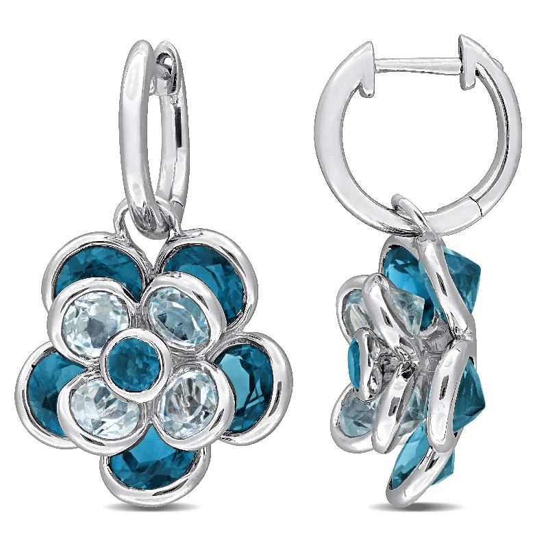 Exclusive Gemstone Jewelry At Special Prices Mimi & Max 8 1/4ct TGW London Blue Topaz Sky Blue Topaz Flower Hoop Earrings in Sterling Silver Exclusive Gemstone Jewelry At Special Prices Mimi & Max 8 1/4ct TGW London Blue Topaz Sky Blue Topaz Flower Hoop Earrings in Sterling Silver
