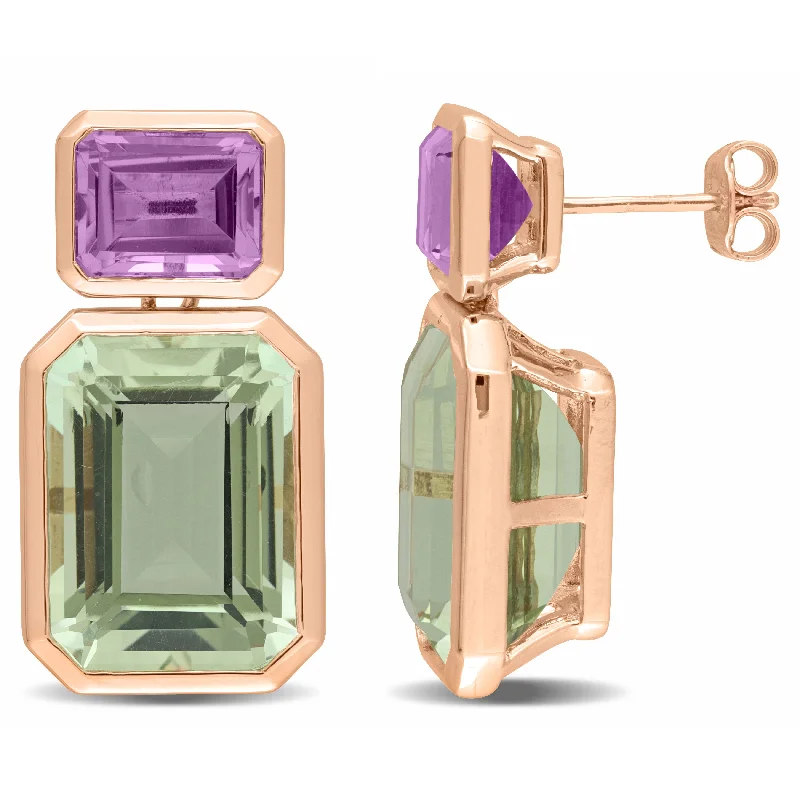 Premium Jewelry Now Available At Special Discounts Mimi & Max Womens 28ct TGW Octagon-Cut Rose De France and Octagon-Cut Green Quartz Two Stone Earrings in Rose Plated Sterling Silver Premium Jewelry Now Available At Special Discounts Mimi & Max Womens 28ct TGW Octagon-Cut Rose De France and Octagon-Cut Green Quartz Two Stone Earrings in Rose Plated Sterling Silver