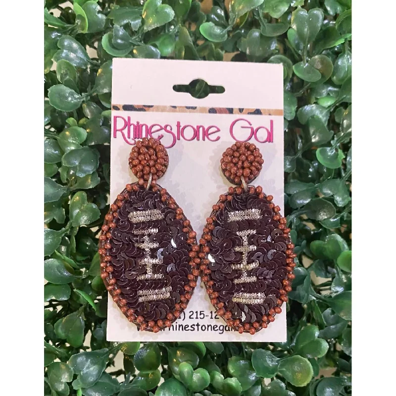 Exclusive Jewelry Discounts – Shop Now For Savings Mini Football Sequin And Seed Bead Earrings In Brown Exclusive Jewelry Discounts – Shop Now For Savings Mini Football Sequin And Seed Bead Earrings In Brown
