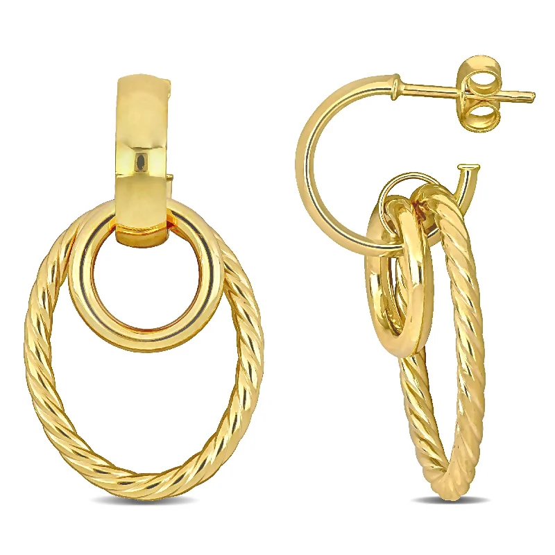 Get Ready To Sparkle – Special Jewelry Discounts Open Huggie Hoop with Open Circle & Oval Drop Earrings in 14K Yellow Gold Get Ready To Sparkle – Special Jewelry Discounts Open Huggie Hoop with Open Circle & Oval Drop Earrings in 14K Yellow Gold