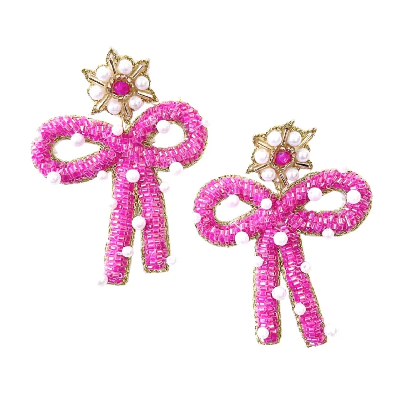 Unmissable Jewelry Clearance – Final Reductions Preppy Bow Earrings In Pink