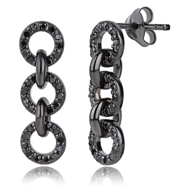 Personalized Jewelry Sale – Meaningful Gifts At Great Prices Real Black Diamond Chain Link Drop Earrings in Sterling Silver Personalized Jewelry Sale – Meaningful Gifts At Great Prices Real Black Diamond Chain Link Drop Earrings in Sterling Silver