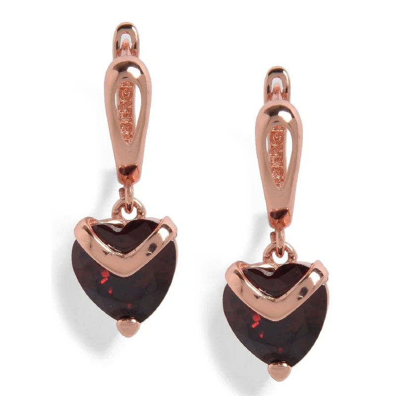 Limited-Time Jewelry Sale – Elegant Styles At Less Red Rose Gold Plated Heart Shaped Drop Earrings Limited-Time Jewelry Sale – Elegant Styles At Less Red Rose Gold Plated Heart Shaped Drop Earrings