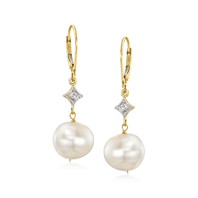 Don't Miss These Dazzling Jewelry Discounts Ross-Simons 10.5-11mm Cultured Pearl Drop Earrings With Diamond Accents in 14kt Yellow Gold Don't Miss These Dazzling Jewelry Discounts Ross-Simons 10.5-11mm Cultured Pearl Drop Earrings With Diamond Accents in 14kt Yellow Gold