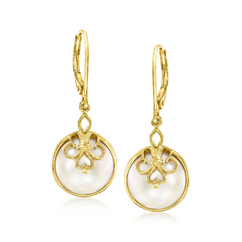 Limited-Stock Jewelry Sale – Shop Before It's Gone Ross-Simons 11-11.5mm Cultured Mabe Pearl Milgrain Drop Earrings in 18kt Gold Over Sterling