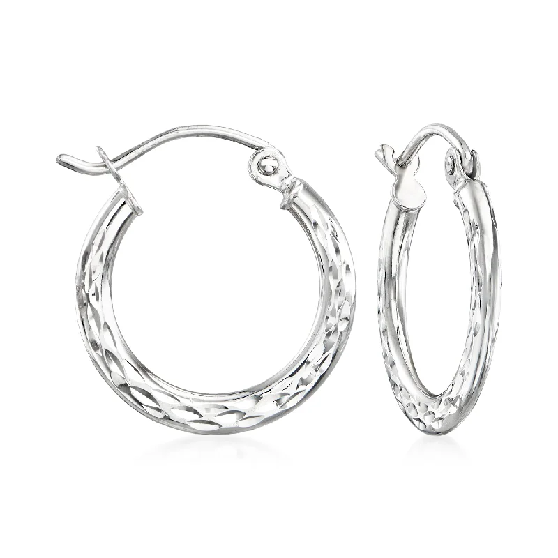 Get The Jewelry You Love At A Price You Love Ross-Simons 14kt White Gold Diamond-Cut Hoop Earrings Get The Jewelry You Love At A Price You Love Ross-Simons 14kt White Gold Diamond-Cut Hoop Earrings
