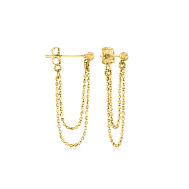 Delicate Crystal Jewelry For Sophisticated Charm Ross-Simons 14kt Yellow Gold Double-Chain Drop Earrings Delicate Crystal Jewelry For Sophisticated Charm Ross-Simons 14kt Yellow Gold Double-Chain Drop Earrings