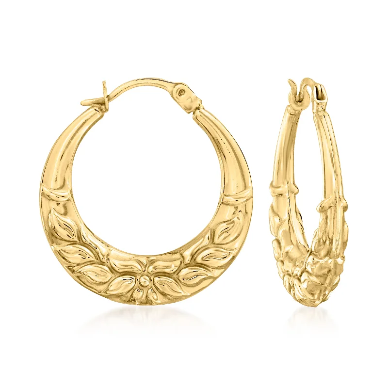 Best Jewelry Sale Prices – Limited-Time Offer Ross-Simons 14kt Yellow Gold Floral Hoop Earrings Best Jewelry Sale Prices – Limited-Time Offer Ross-Simons 14kt Yellow Gold Floral Hoop Earrings