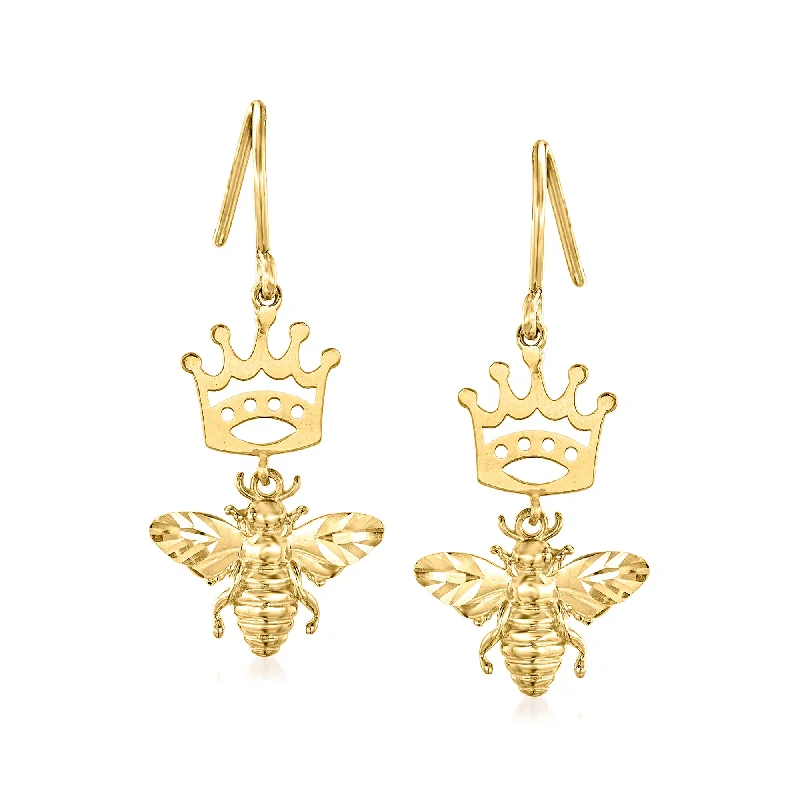 Dazzle In Elegance With Our Biggest Jewelry Sale Ross-Simons 14kt Yellow Gold Queen Bee Drop Earrings Dazzle In Elegance With Our Biggest Jewelry Sale Ross-Simons 14kt Yellow Gold Queen Bee Drop Earrings