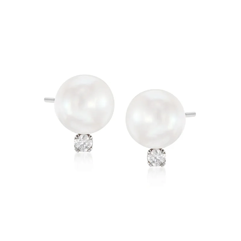 Your Dream Jewelry At Dream Prices Ross-Simons 7-7.5mm Cultured Akoya Pearl and . Diamond Earrings in 14kt White Gold Your Dream Jewelry At Dream Prices Ross-Simons 7-7.5mm Cultured Akoya Pearl and . Diamond Earrings in 14kt White Gold