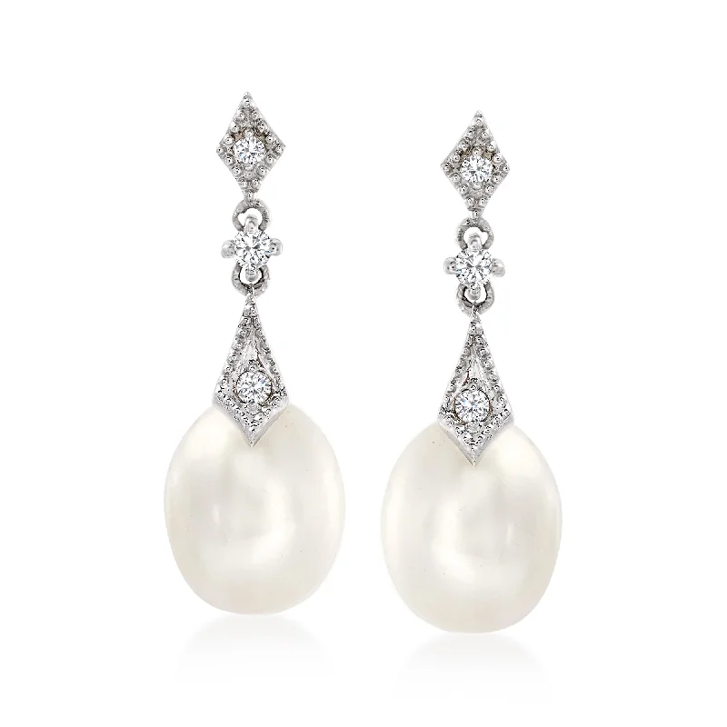 Trending Jewelry Now Available At Exclusive Prices Ross-Simons 8mm Cultured Pearl and . Diamond Drop Earrings in 14kt White Gold Trending Jewelry Now Available At Exclusive Prices Ross-Simons 8mm Cultured Pearl and . Diamond Drop Earrings in 14kt White Gold