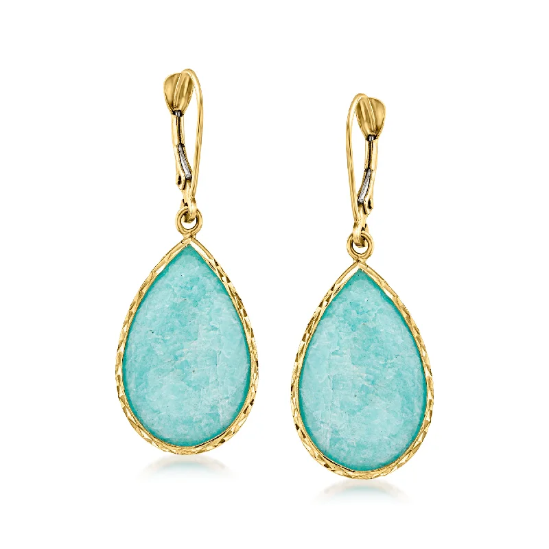 Get Ready To Sparkle – Special Jewelry Discounts Ross-Simons Amazonite Drop Earrings in 14kt Yellow Gold Get Ready To Sparkle – Special Jewelry Discounts Ross-Simons Amazonite Drop Earrings in 14kt Yellow Gold